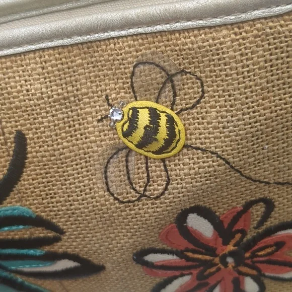 Coach LE Limited Bumble Bee Floral Y2K Mini Bag w Raffia Shoulder Purse - Picture 3 of 14